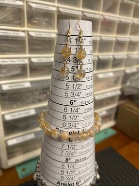 Hand Knotted Stone Bracelet & Earring Set